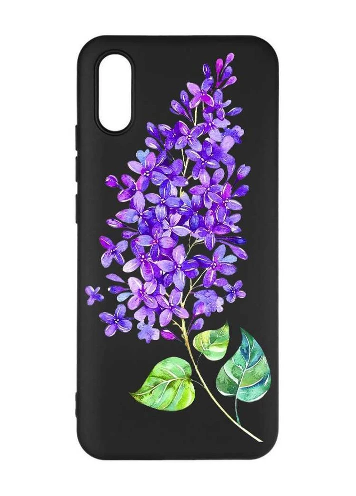 Матовий чорний чохол на Xiaomi Redmi 9A Гілочка бузку (принт 280) Creative (355409156)