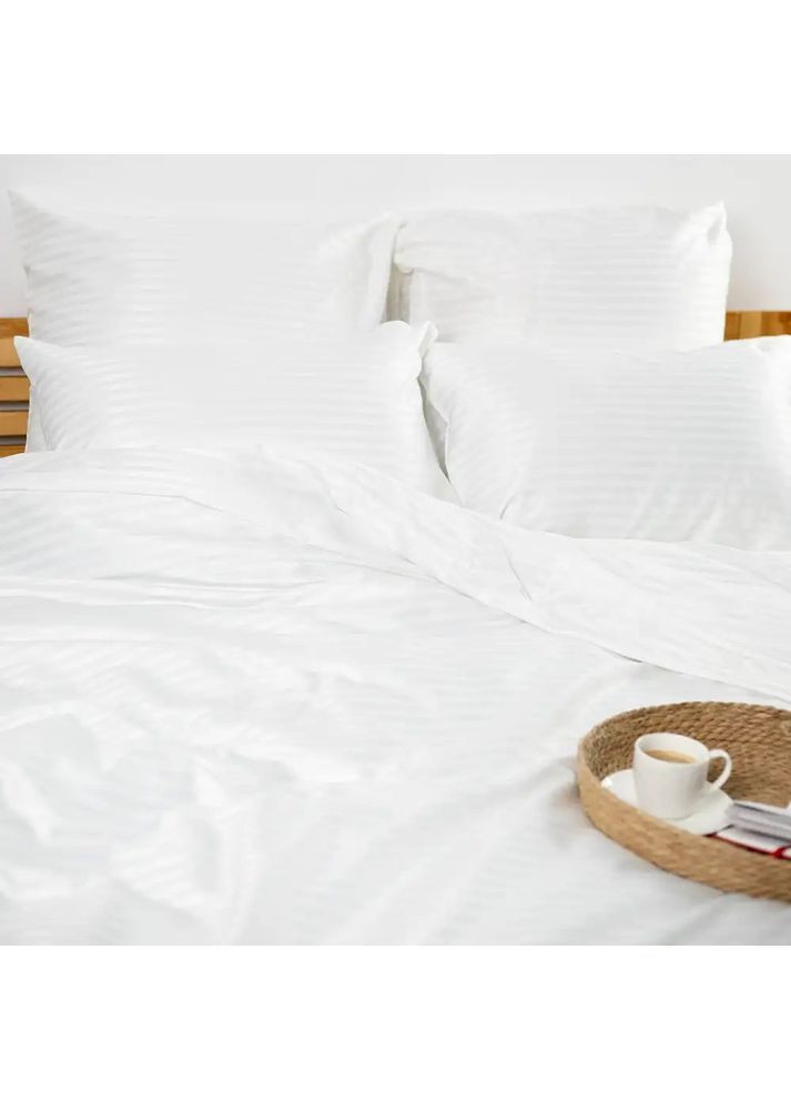 Євро комплект постільної білизни Страйп Сатин з наволочками 70*70 см, Pure Білий (27820200215) ТЕП (365851984)