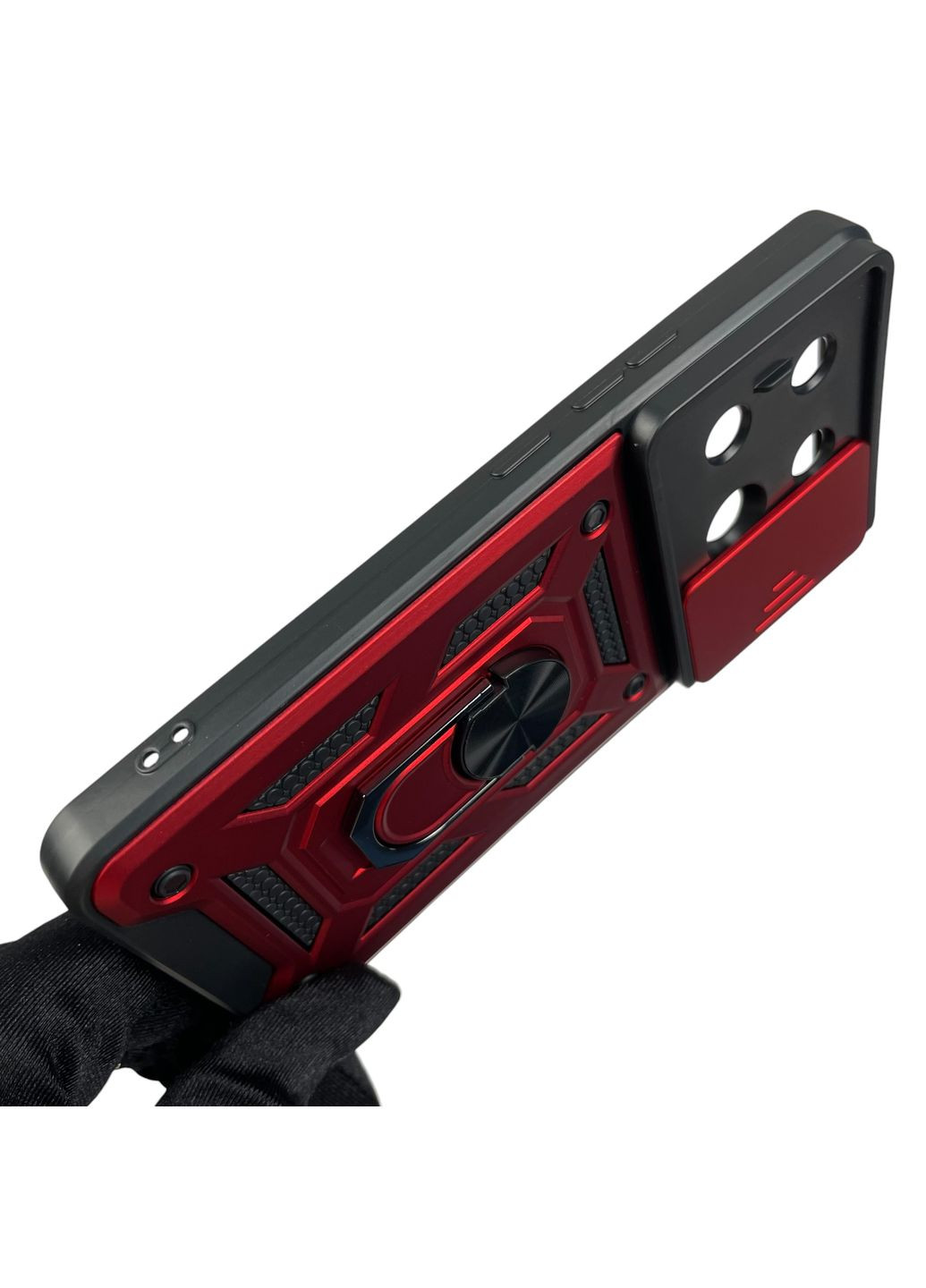 Чохол для Redmi Note 13 Pro 5G броньований з кільцем зі шторкою на сяомі редмі нот 13 про 5г червоний rg1 Xiaomi (366022527)
