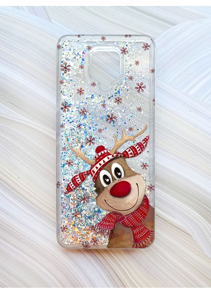 Чехол с плавающими серебряными блестками на Xiaomi Redmi Note 9 Pro/9 Pro Max/9S Зимний олень (принт 149) CASE CONTROL (362963994)