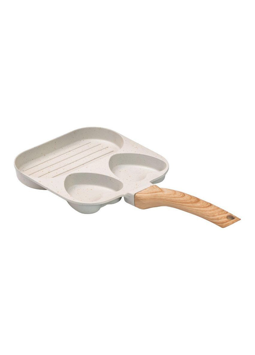 Сковорода квадратная порционная на 3 секции с антипригарным бежевым покрытием HP39569W No Brand (369477960)
