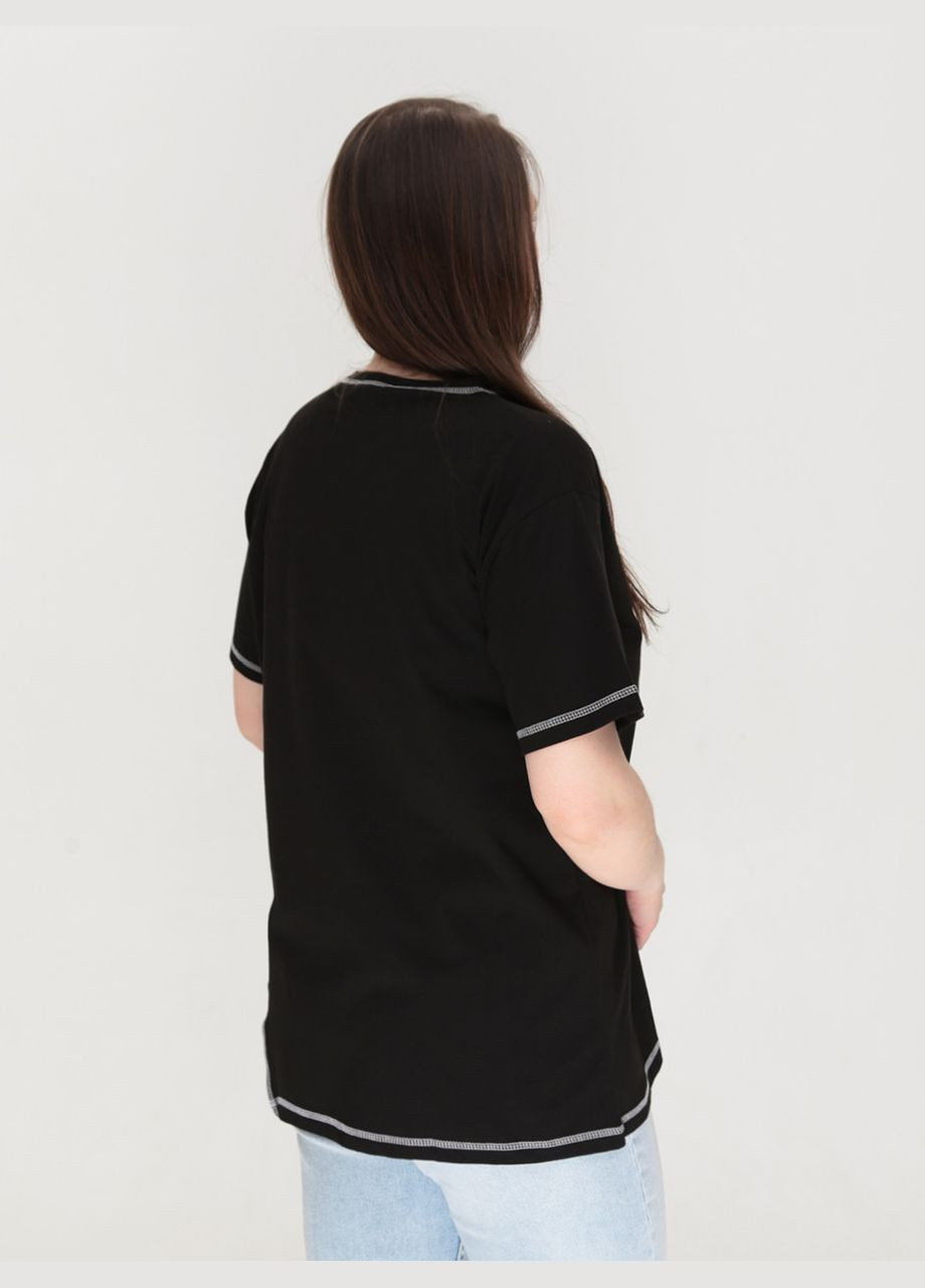Женская футболка черная с асимметрией JEANSclub Вільна - (322999566)