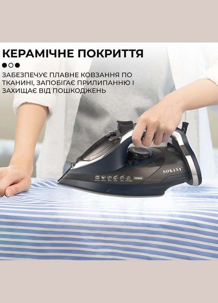 Праска SK-11029 з титановою підошвою, темно-синій Sokany (317853947)