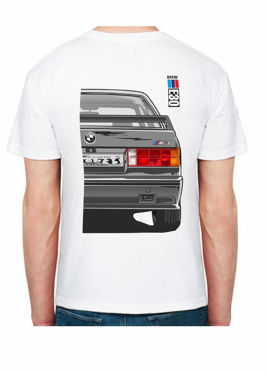 Біла футболка чоловіча з принтом bmw e30 motorsport fr 107430 біла Avtolife