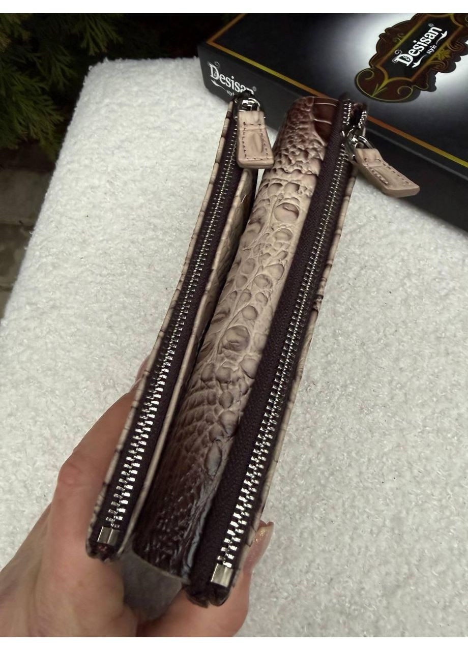 Гаманець-купюрник жіночий натуральна шкіра матова кроко градієнт на магнітах (412-830) Desisan (371736236)