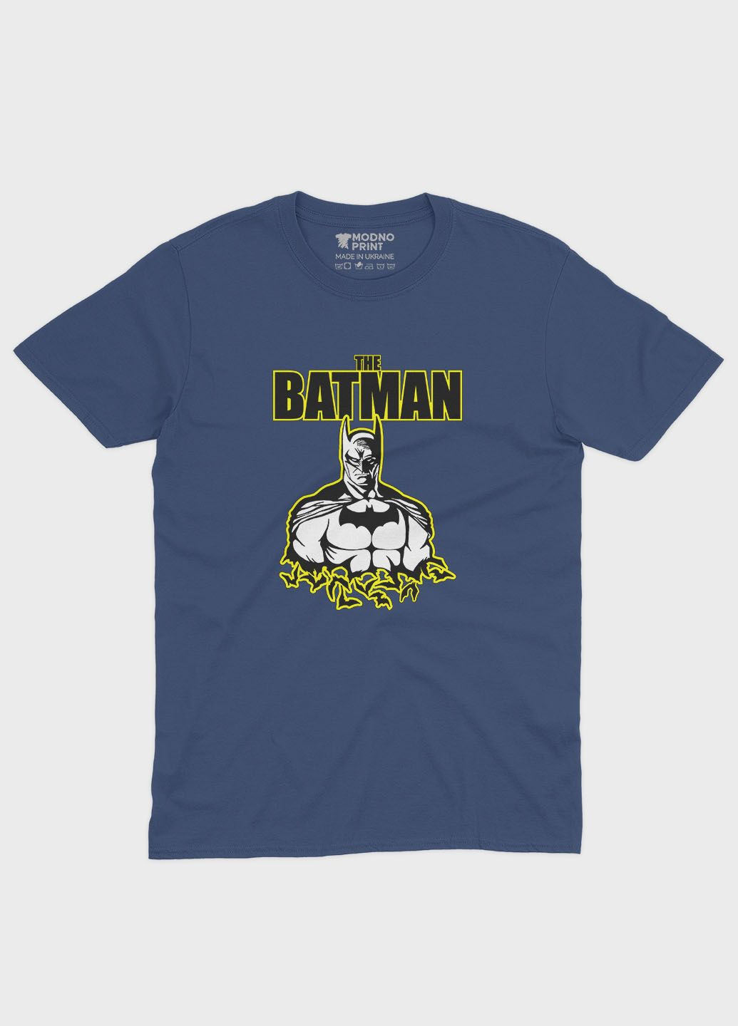 Темно-синяя демисезонная футболка для мальчика с принтом супергероя - бэтмен (ts001-1-nav-006-003-015-b) Modno