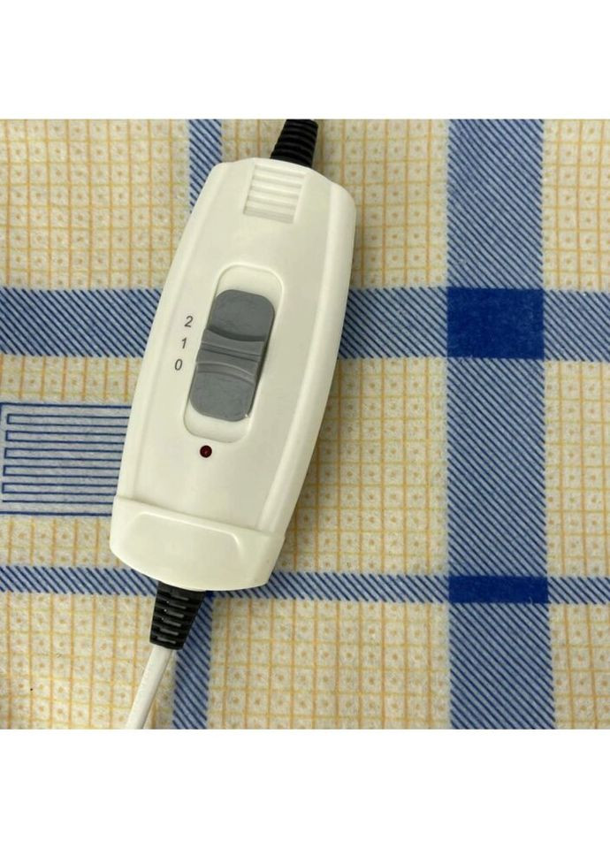 Электропростынь односпальная с цветным рисунком Байка Турция 75x155 см 55211 Клетка Сине-желтая Lux (317729135)