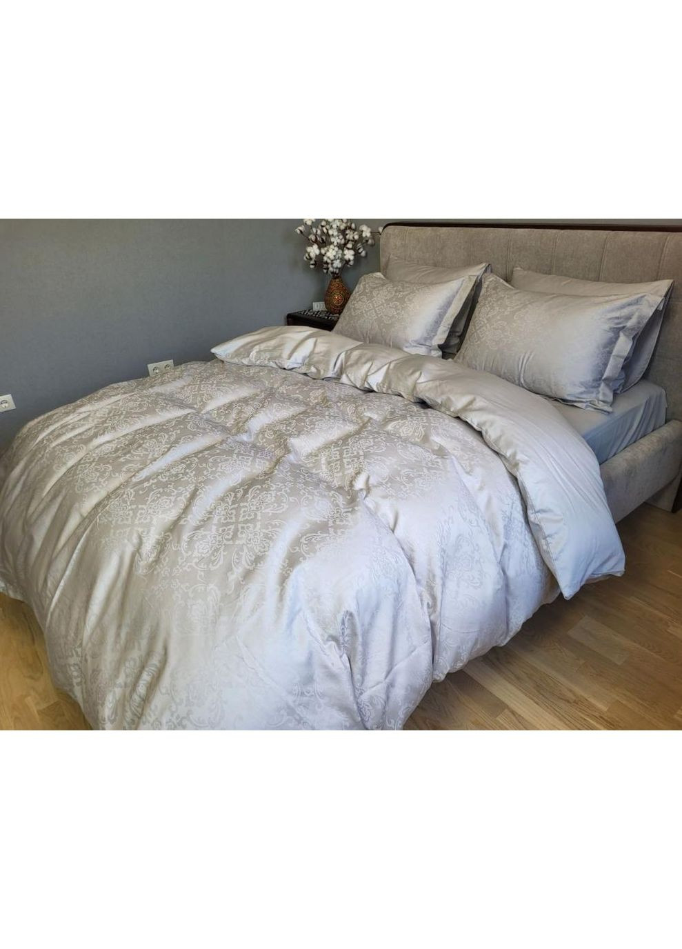 Постельное белье CASPE GREY, сатин Полуторный размер, наволочки 50/70 No Brand (364219540)