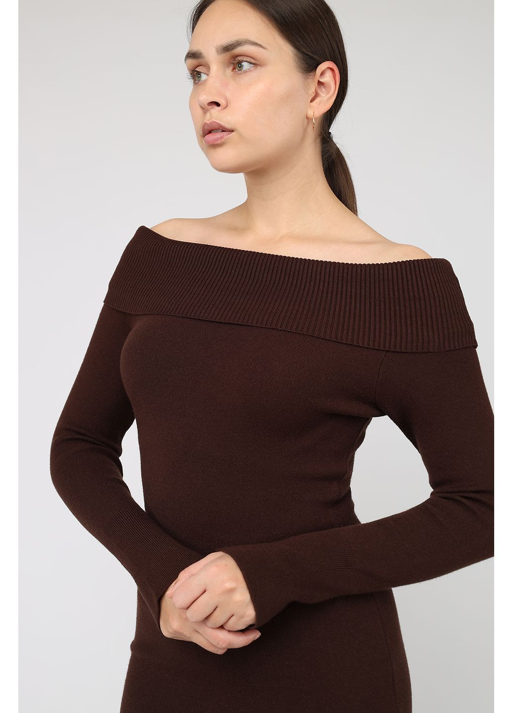 Темно-коричневое платье женское цвет темно-коричневый cb-00285730 Yuki