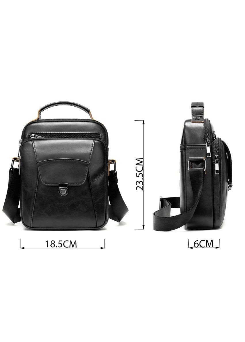 Кожаная сумка кросс боди мужская мессенджер через плечо черная 14995 Vintage (329195552)