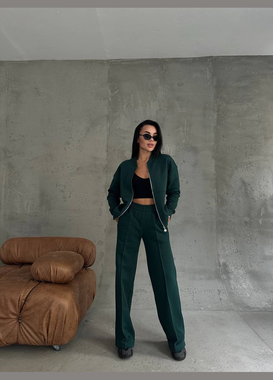 Женский теплый качественный спортивный костюм: кофта бомбер на молнии и брюки палаццо со стрелками с утеплением No Brand (316094573)