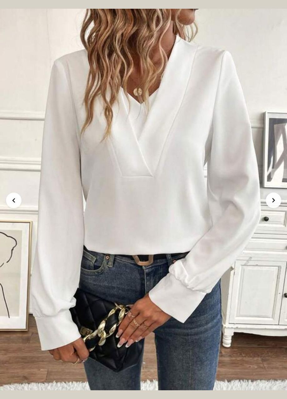 Белая женская блуза с длинным рукавом Fashion Girl