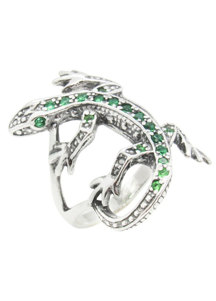 Серебряное кольцо "Ящерица" с фианитами 19 No Brand (350667103)
