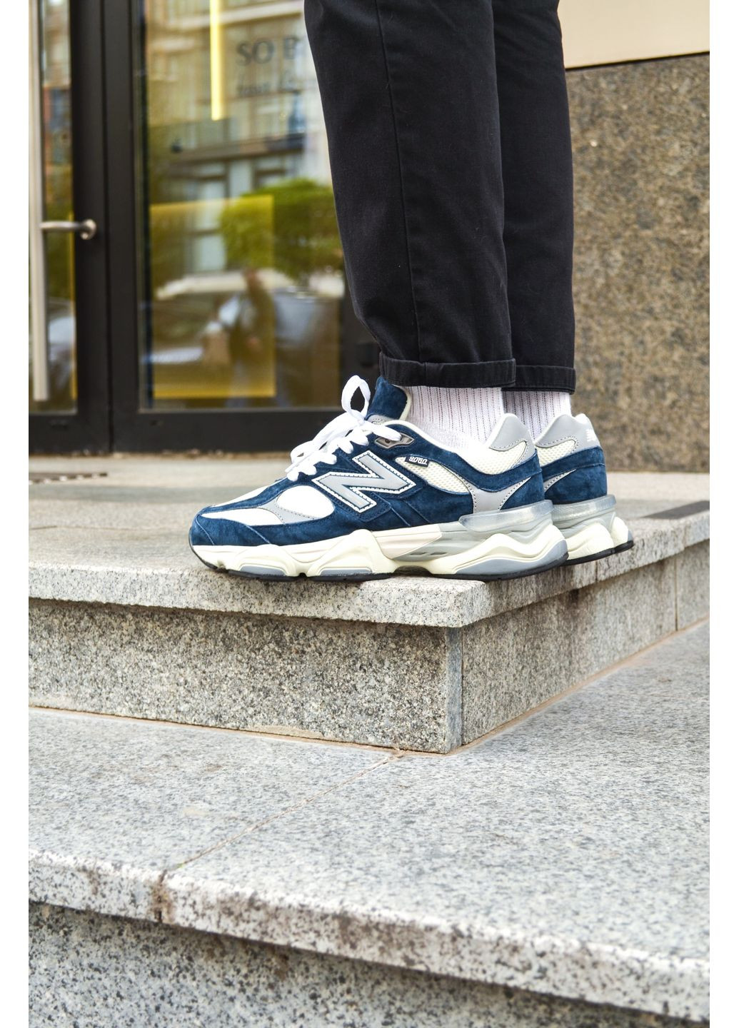 Белые демисезонные кроссовки мужские new balance 9060 blue white нью беланс 9060 No Brand