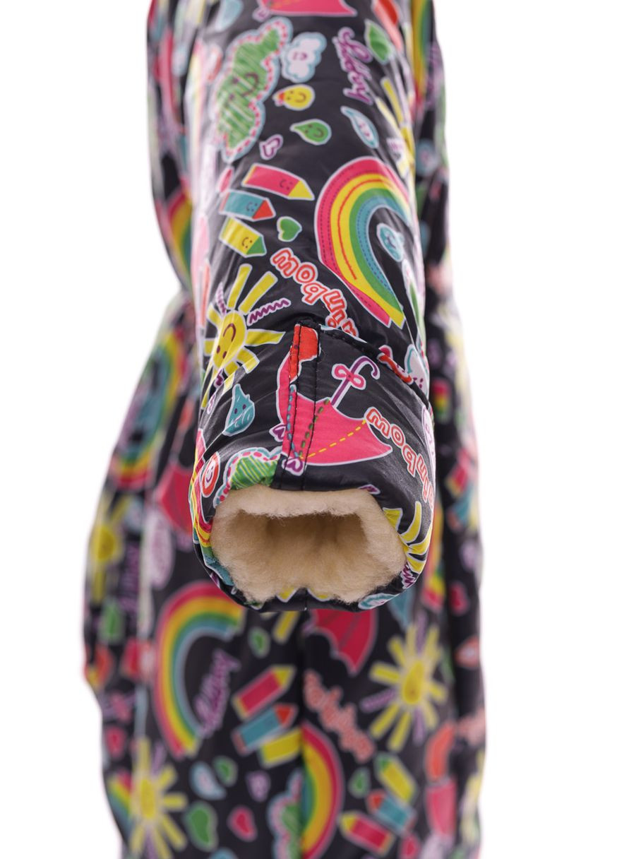 Комбинезон Трансформер на меху для девочки с принтом Радуги черный 86 см (50734) BABYKROHA (297197684)