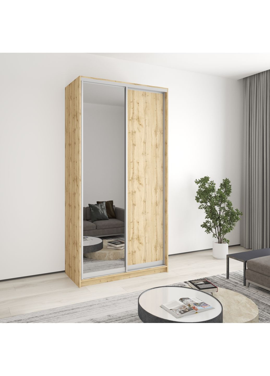 Шкаф-купе двухдверный Уни AL ДСП/Зеркало 120x45x240 см (MBS-3993) MebelStar (359449347)