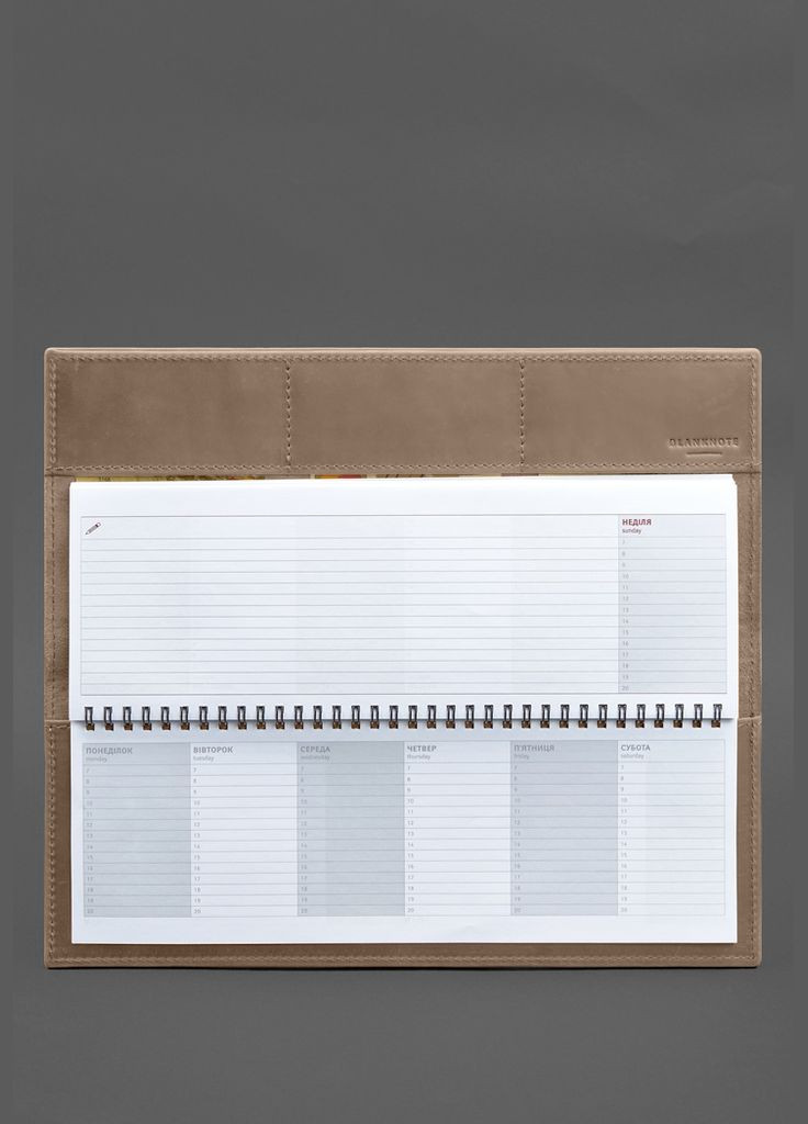 Настільний планер з блоком на пружині світло-бежевий Crazy Horse (A-028725) BlankNote (341534900)