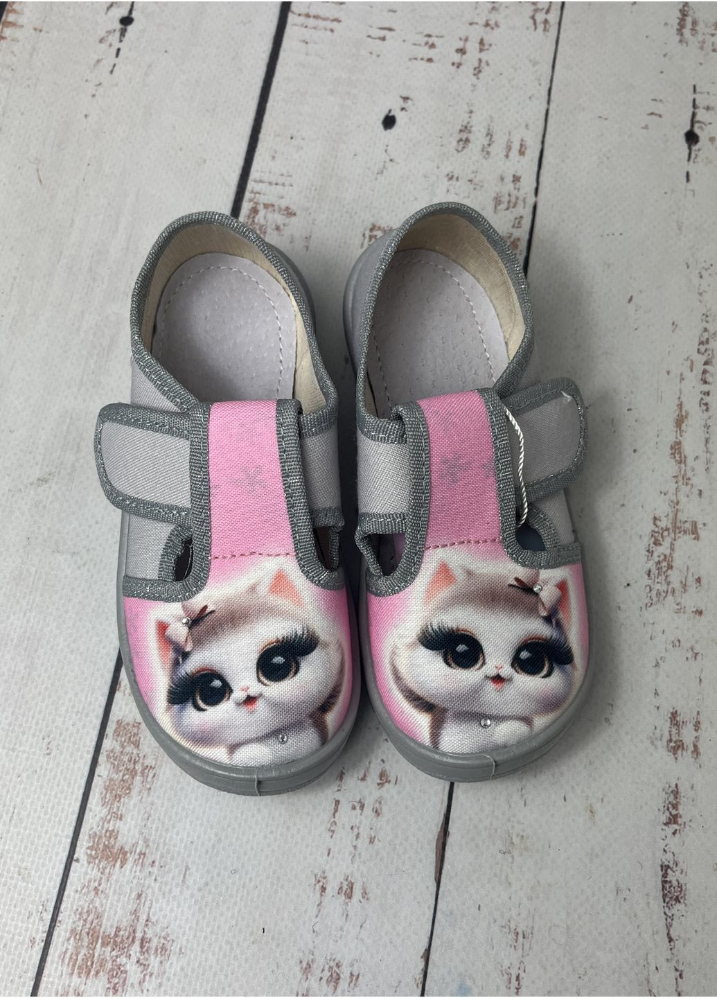 Капці дитячі текстильні для дівчинки Рожево-сірий (434) Waldi (365267982)