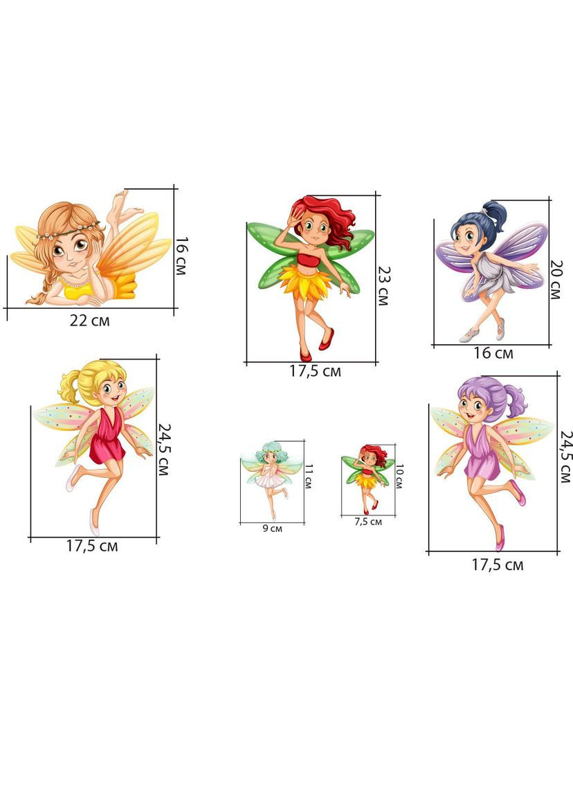 Вінілові Наліпки в дитячу дівчинці "Маленькі феї" Наліпки на стіну в дитячу Zatarga (325881734)