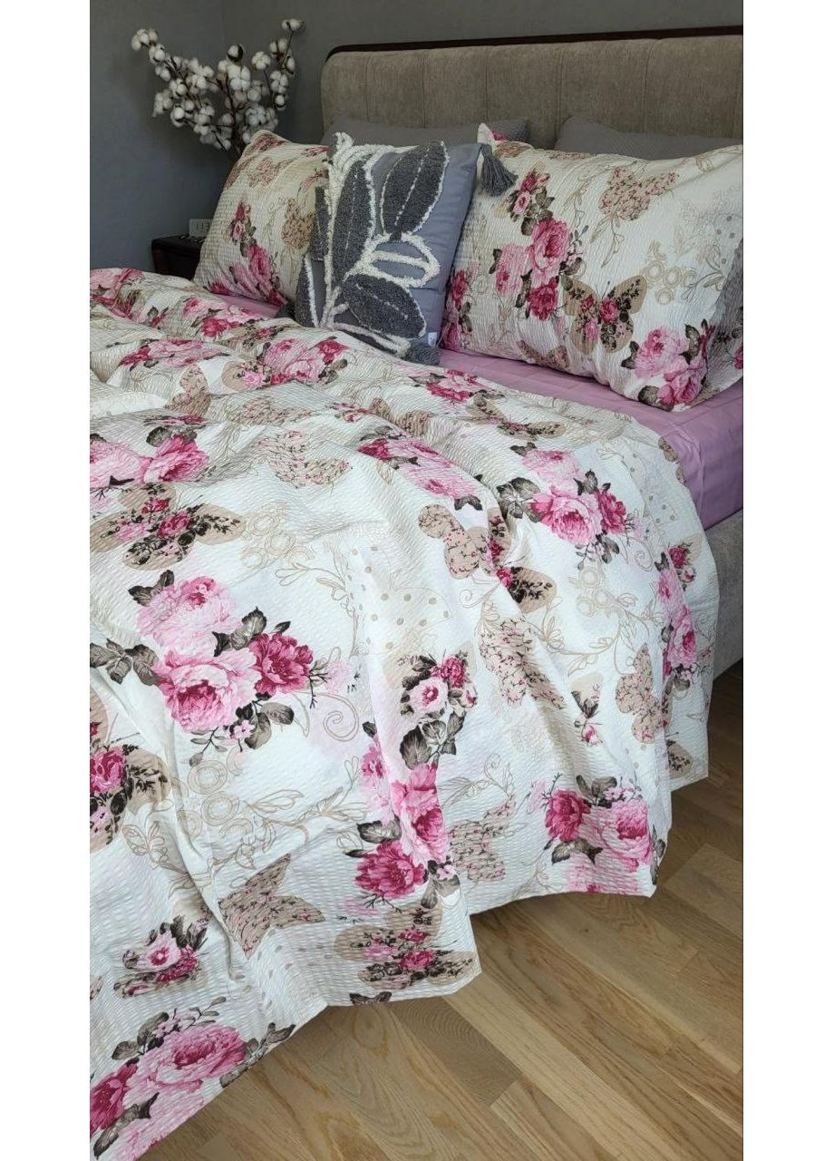 Постільна білизна Мірра рожевий DUO, ранфорс гофра (жатка) Двухспальний розмір, наволочки 70/70 No Brand (363194158)