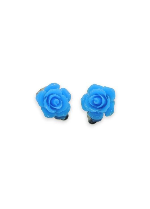 Клипсы серьги детские для ушей без пробивания уха серьги в виде цветка Роза фиолетовая Liresmina Jewelry (293510424)