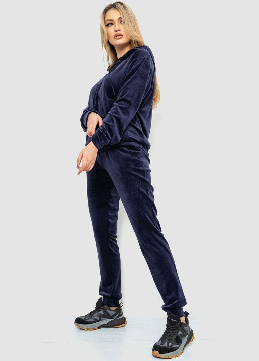 Спорт костюм женский велюровый с капюшоном, цвет темно-синий, Ager (276393156)
