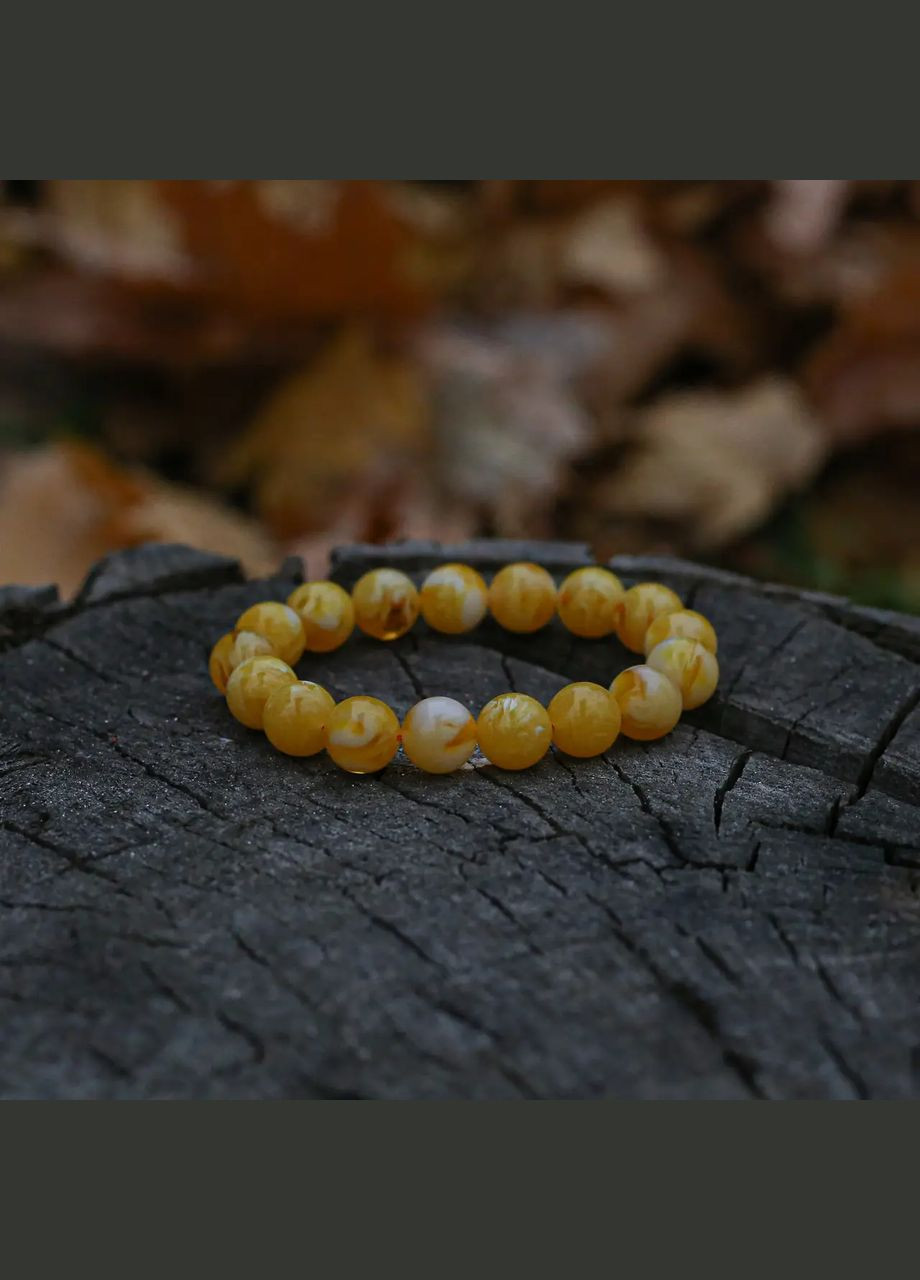 Браслет на резинке Янтарь желтый (синт) d-12мм+- обхват 18см No Brand Браслет (315440118)