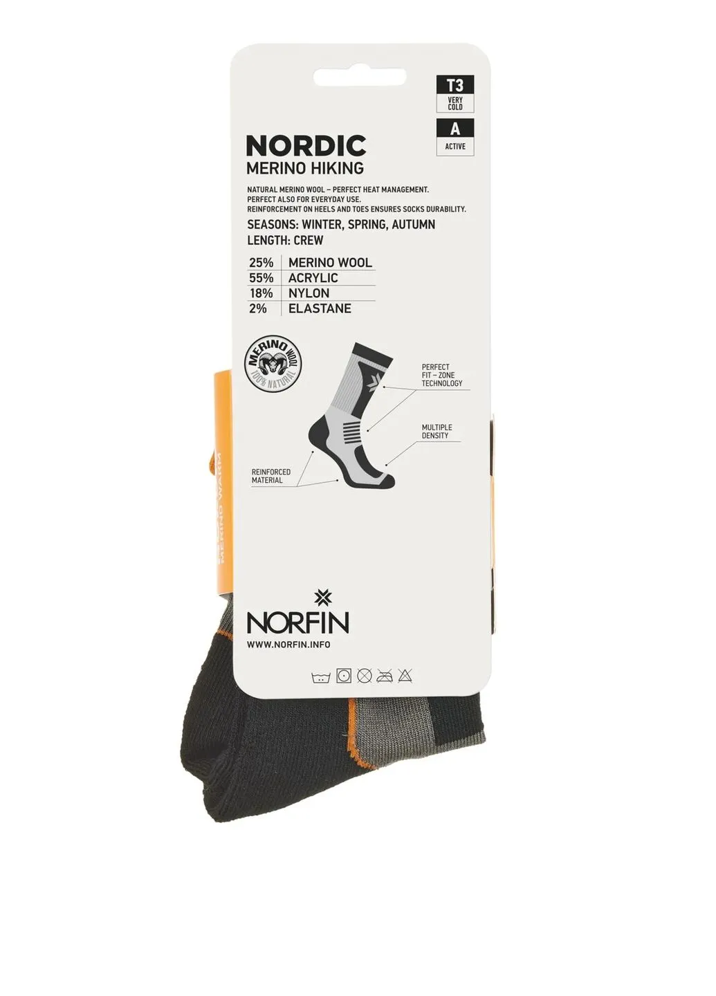 Серые носки зимние высокие norfin t3a nordic merino 45х47 серые шерсть мериноса (400977125)