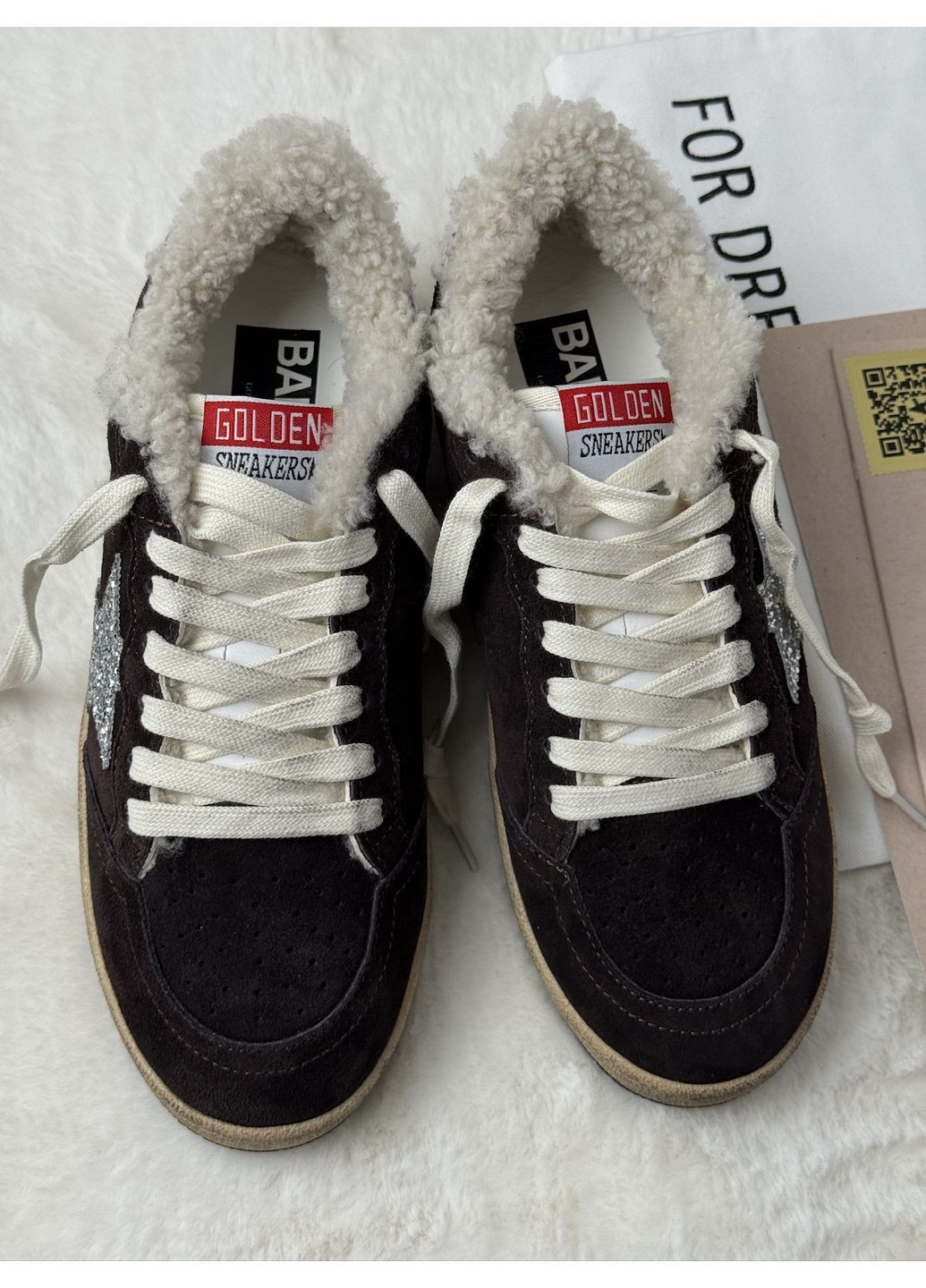 Темно-коричневі кросівки зимові хутряні кеди жіночі ggdb голден гус golden goose No Brand