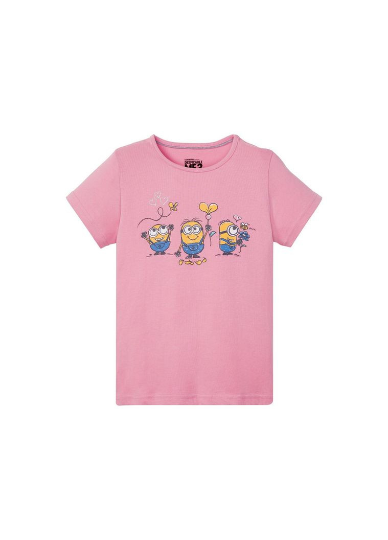 Розовая всесезон пижама летняя для девочки футболка + шорты Lupilu