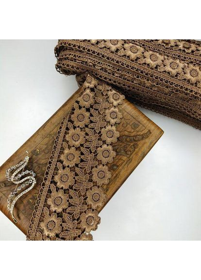 (1 метр) Кружево макраме 7.5 см цвет - золотой (25м-F1375E1-4) Plus-plus (352749587)