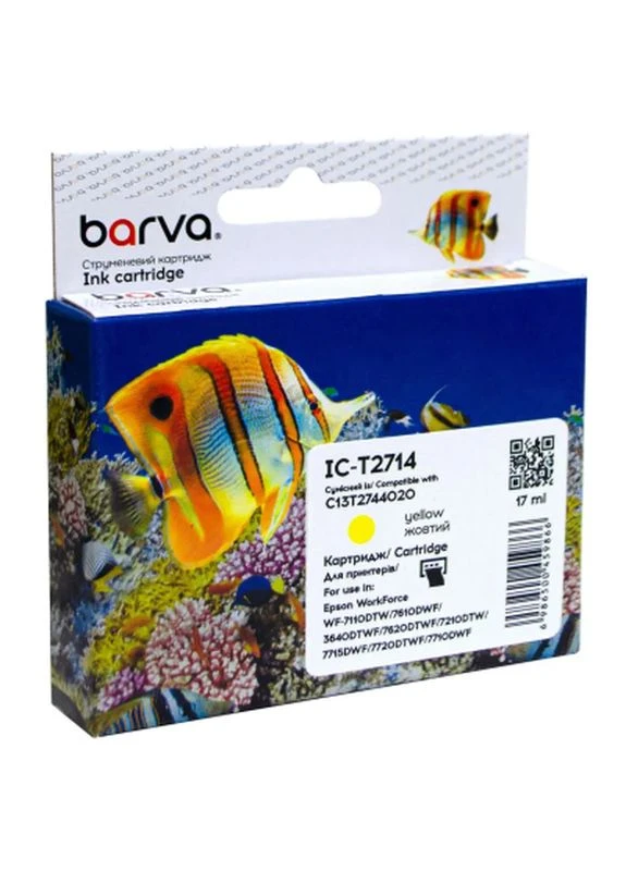 Картридж Epson T2714 27XL (C13T27144020) 1100 c, Yellow (IC-T2714) Barva (398711775)