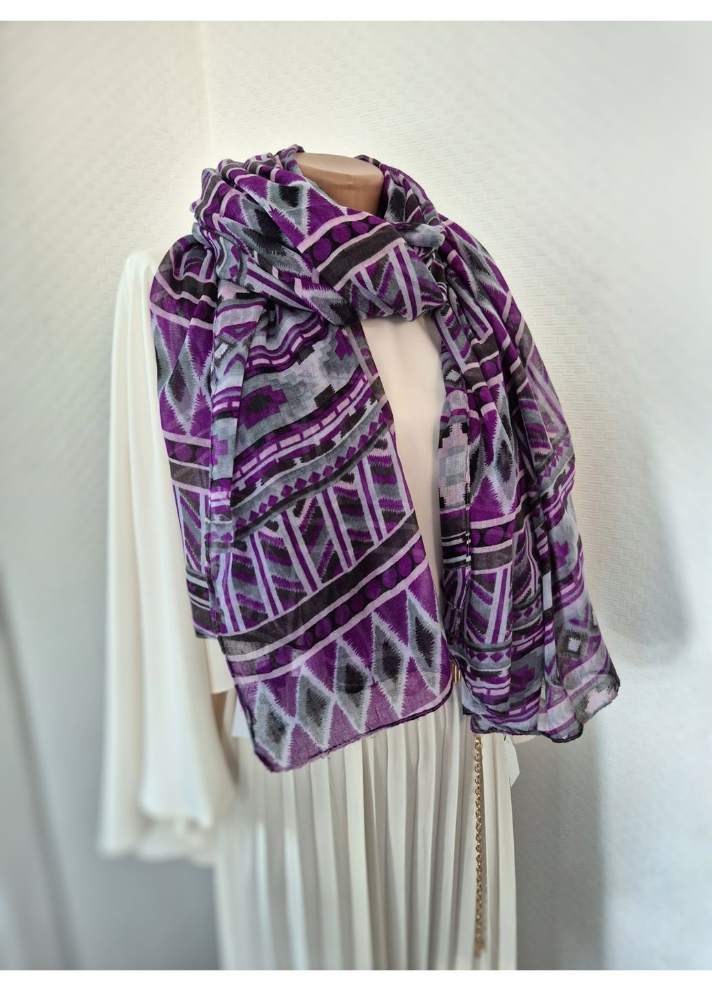 Шарф - палантин женский весна -осень в геометрический принт 180х110 см Kismet (361848317)