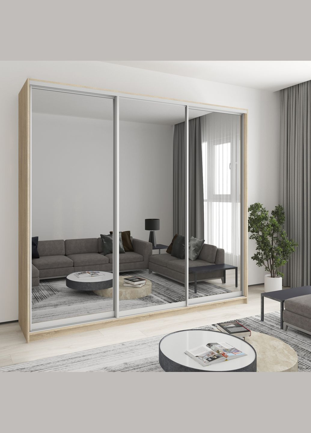 Шафа-купе тридверна Комбо AL 3 Дзеркала 260x45x240 см (MBS-2198) MebelStar (346288847)