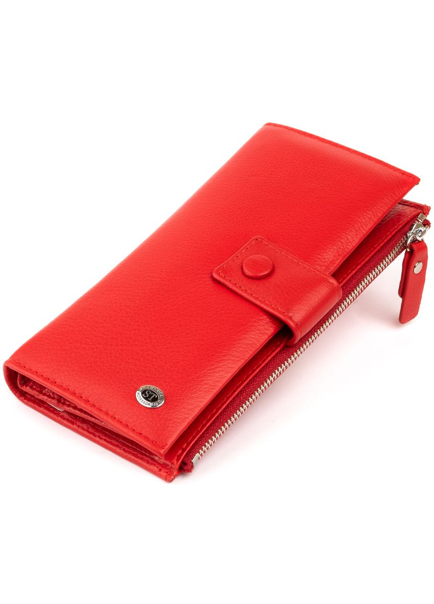 Гаманець жіночий шкіряний на хлястиці з кишенями та ремінцем червоний (sku_19281) No Brand (328218344)