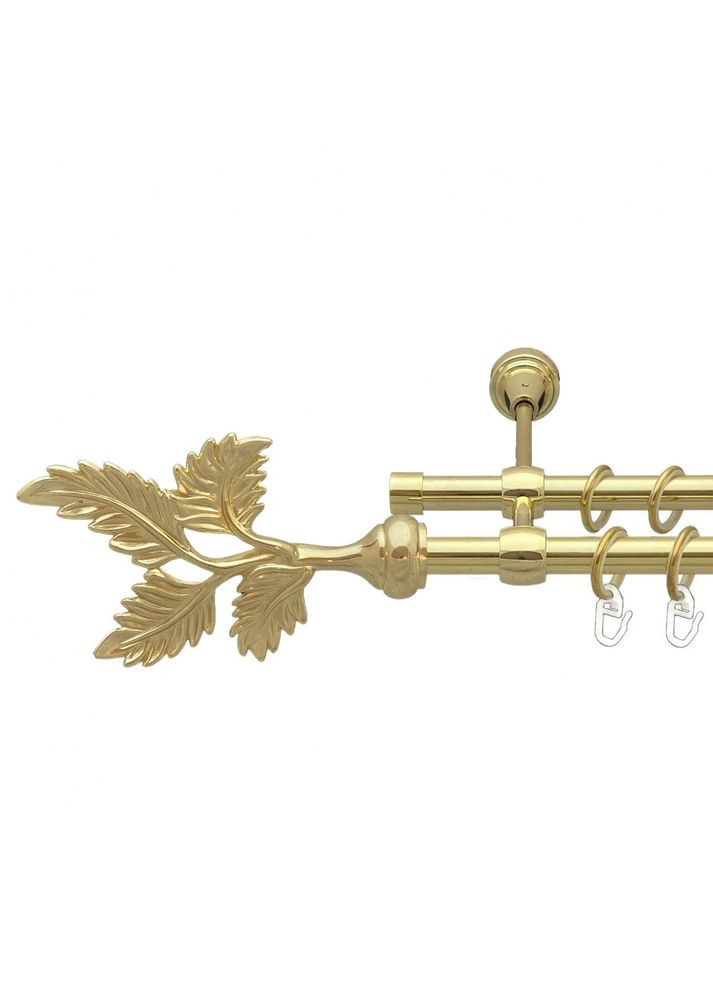 Карниз Папороть металевий дворядний литий гладка труба Золото 16\16 мм 200 см (00-00014428) ORVIT (300285595)