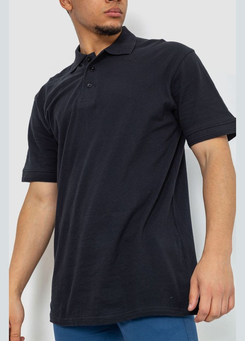 Чорна поло чоловіче однотонне 244r015 з коротким рукавом Ager