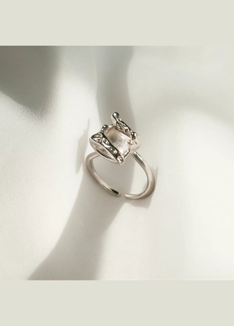 Кольцо серебристое Дуальность Сияние асимметричное минимализм с прозрачным камнем корейский стиль нежная безразмерная кокетт No Brand (321970926)
