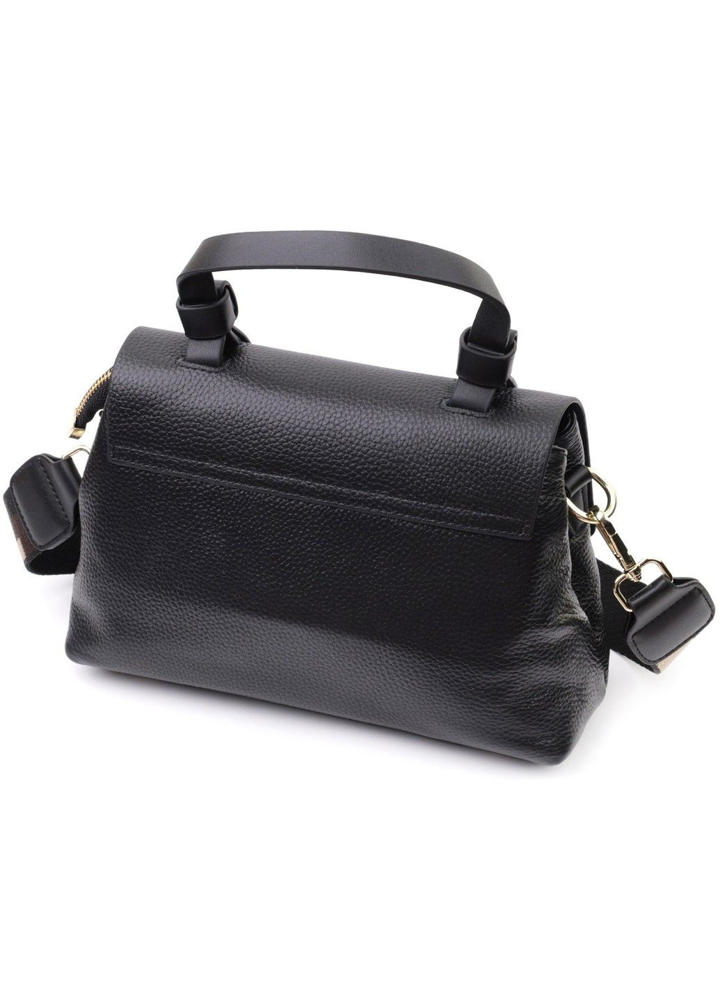 Люксовая сумка для женщин с короткой ручкой из натуральной кожи 22670 Черная Vintage (297993097)