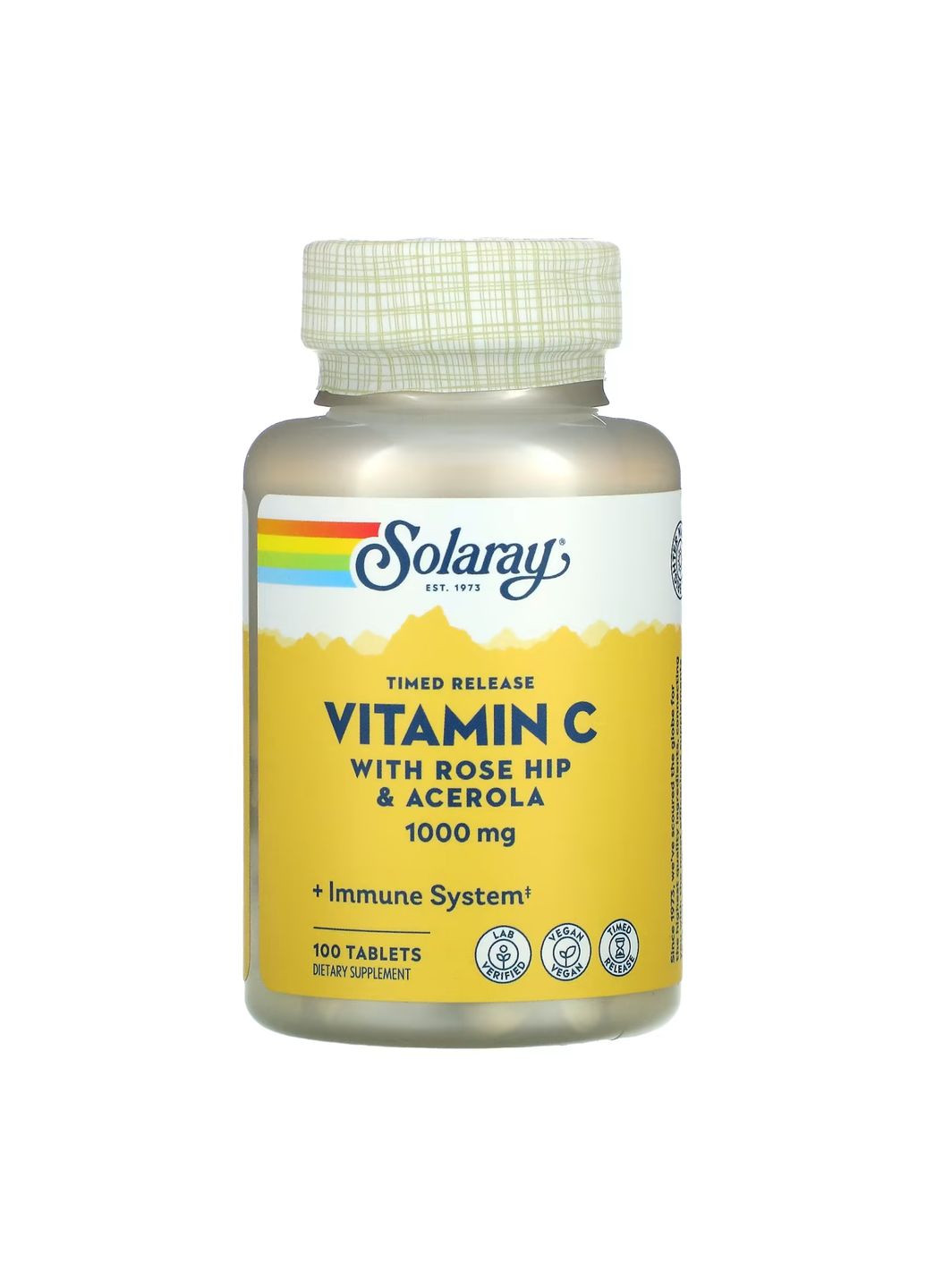 Вітамін С Vitamin C with Rose Hips & Ace 1000 мг 100 таблеток Solaray (338627541)
