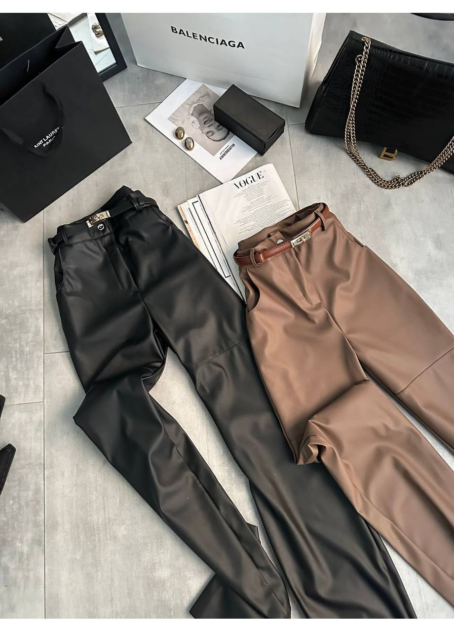 Женские брюки из экокожи на флисе No Brand (366062598)