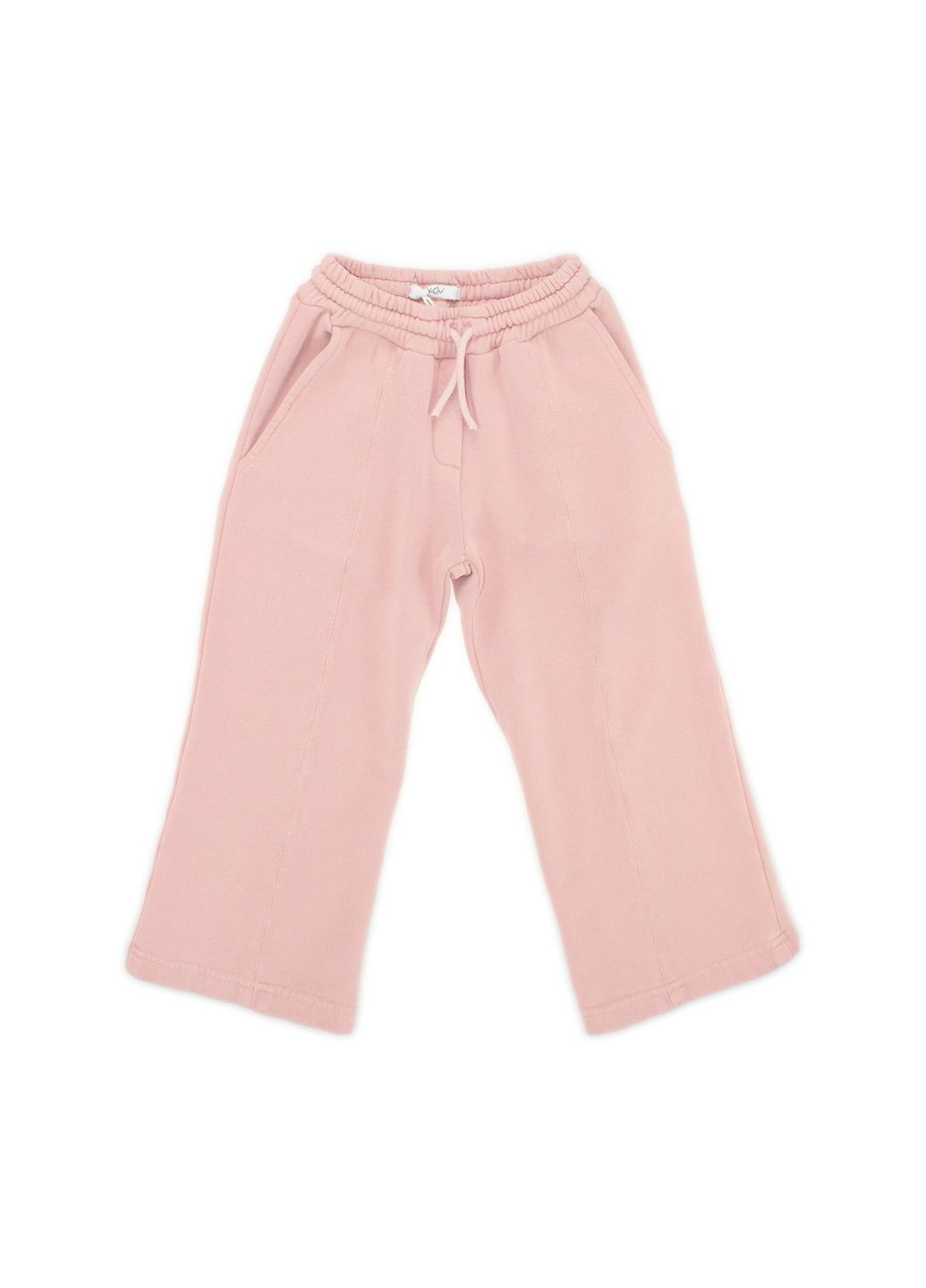 Темно-рожевий демісезонний костюм трикотажний для дівчинки худі на блискавці з серцем+широкі штани-палаццо пудровий (італія) брючний Y-Clu