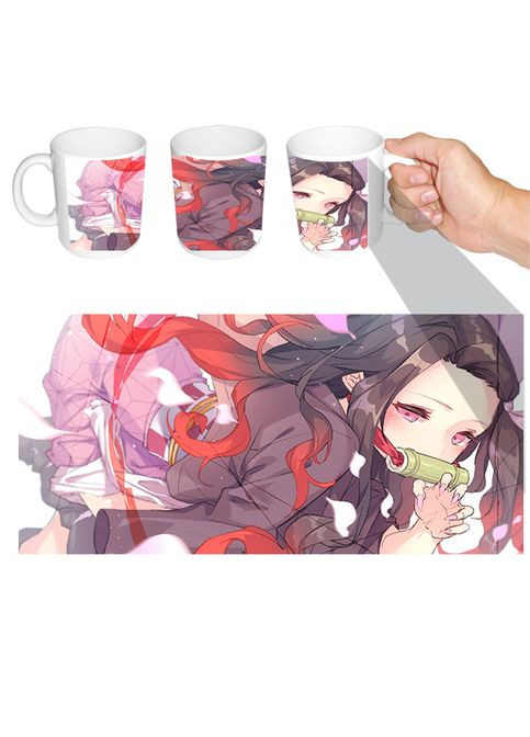 Чашка біла аніме Незуко Клинок який знищує демонів (z0308) No Brand (326996622)