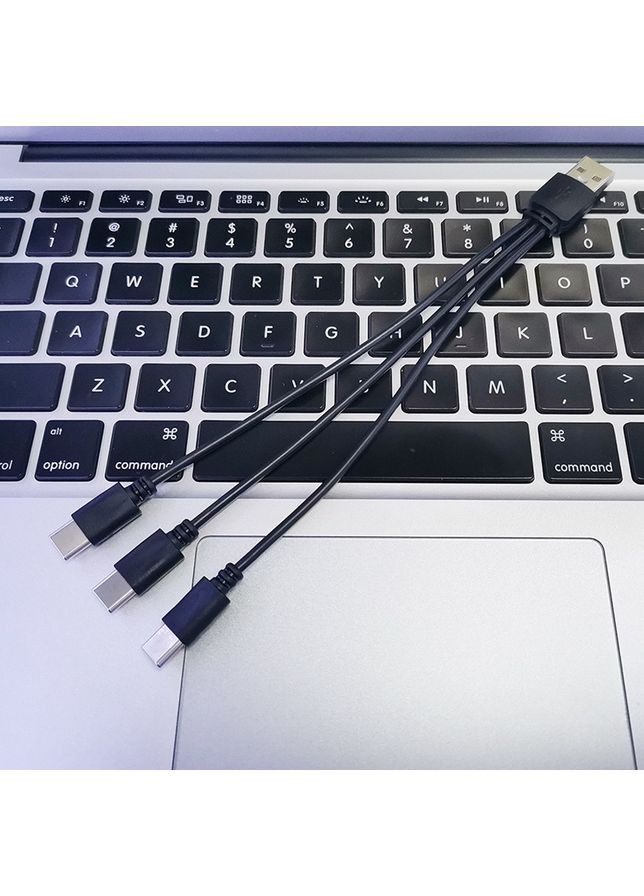 Кабель сплиттер USB-3 Type-C для зарядки и питания 2A 20см Черный (код: A3C-02mB) Digital (361049437)