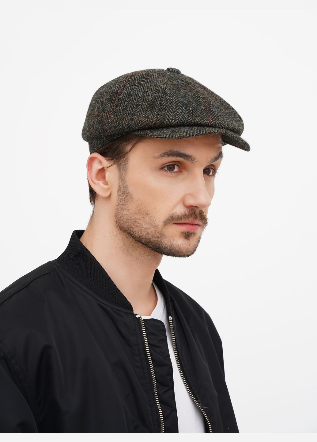 Кепка чоловіча восьмиклинка вовняна зелена з візерунком ялинка VECONS Восьмиклинка — додає об'єму та стильності (317971428)