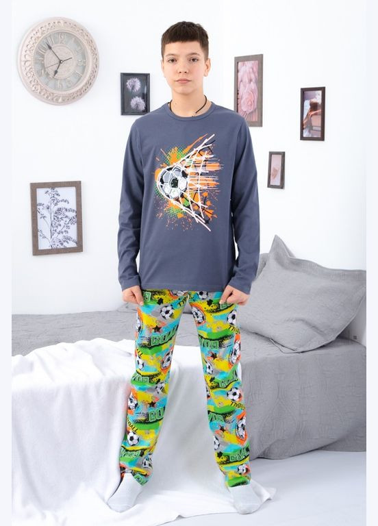 Серо-коричневая всесезон пижама для мальчика (подростковая) кофта + брюки Носи своє