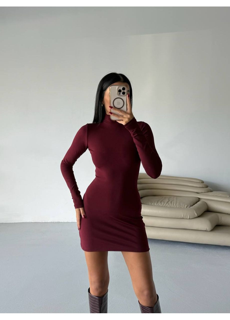 Бордова жіноча сукня на флісі Osoblyva