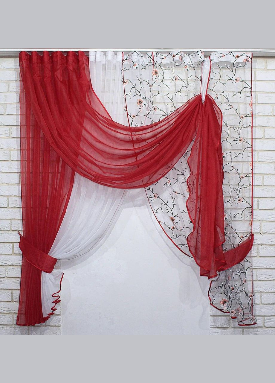 Шифоновые занавески шторы короткие 2x340x170 см (zanaves089к-3) No Brand (306633964)