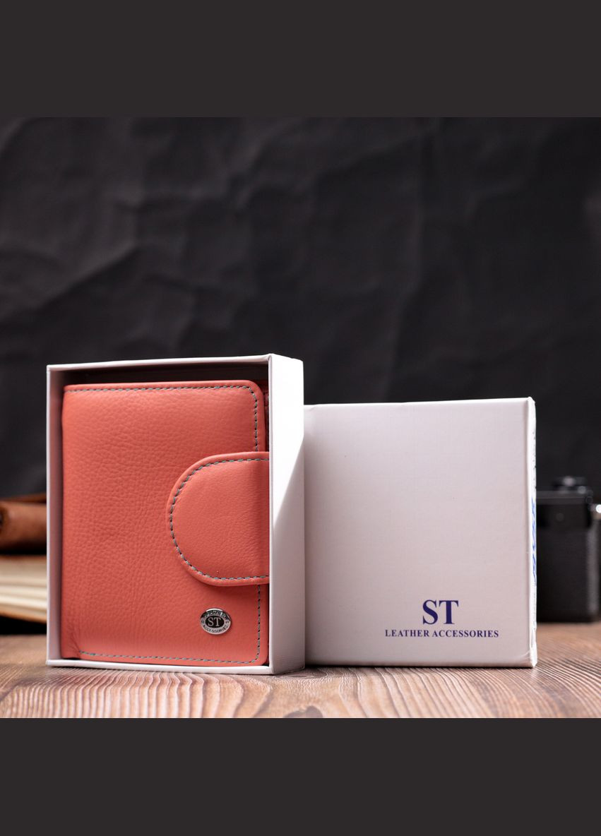 Стильний шкіряний гаманець з монетницею зовні пудровий 19458 st leather (329198571)