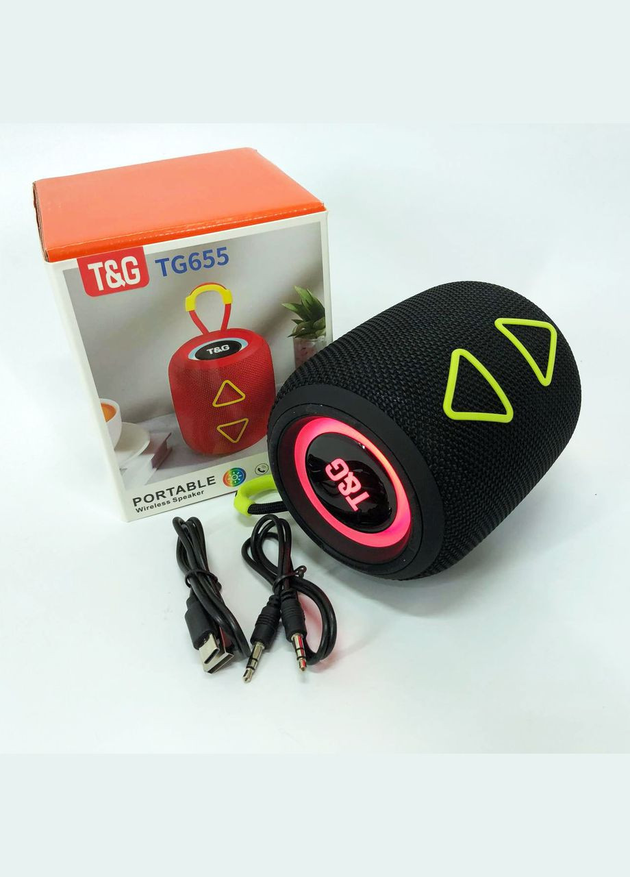 Портативная колонка TG655 5W с RGB подсветкой и ремешком, Bluetooth колонка для улицы. Цвет: черный No Brand (359475235)